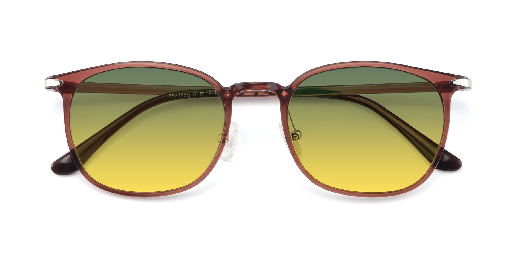 Folded Front of Melinda in Brown with Green / Yellow Gradient Lenses