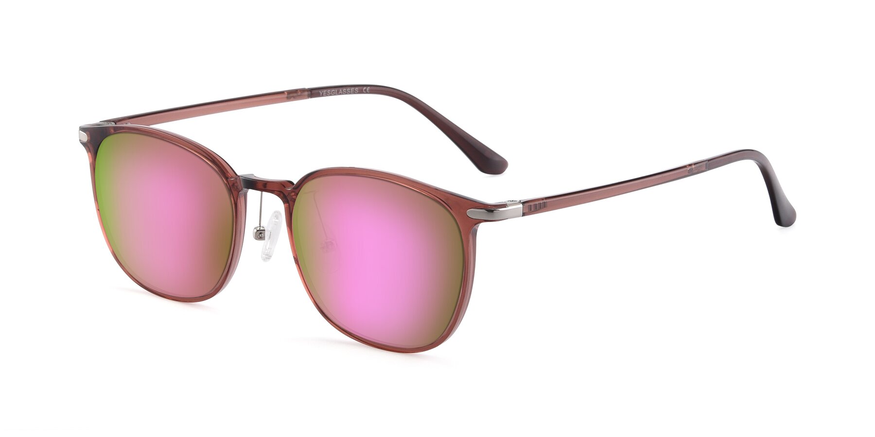 Angle of Melinda in Brown with Pink Mirrored Lenses
