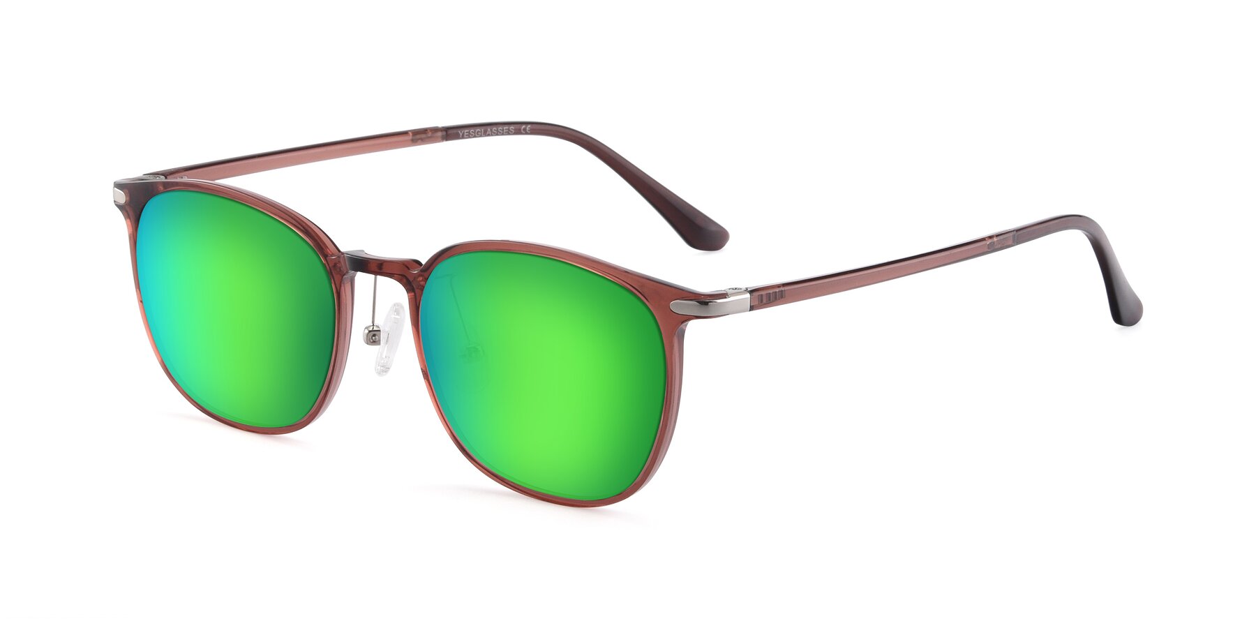 Angle of Melinda in Brown with Green Mirrored Lenses
