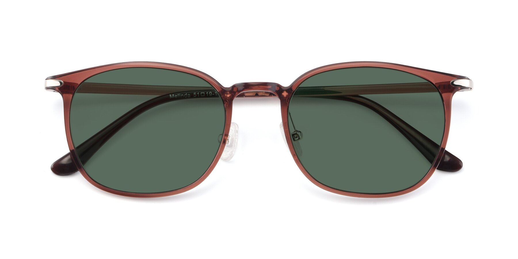 Folded Front of Melinda in Brown with Green Polarized Lenses