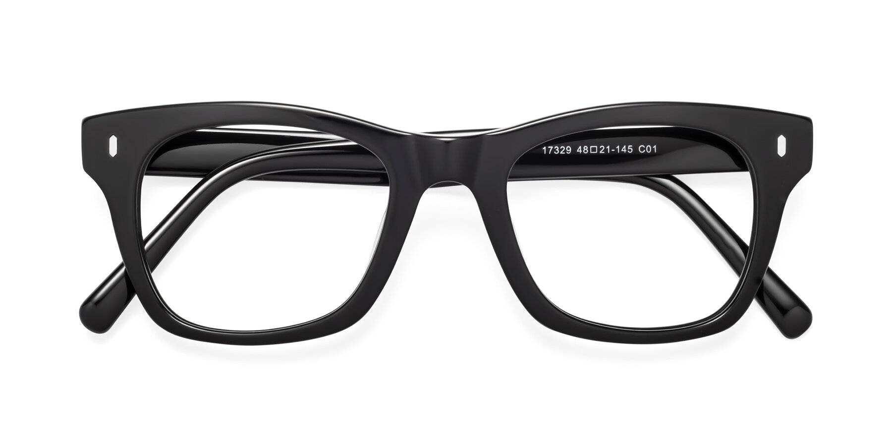 Folded Front of 17329 in Black with Clear Eyeglass Lenses