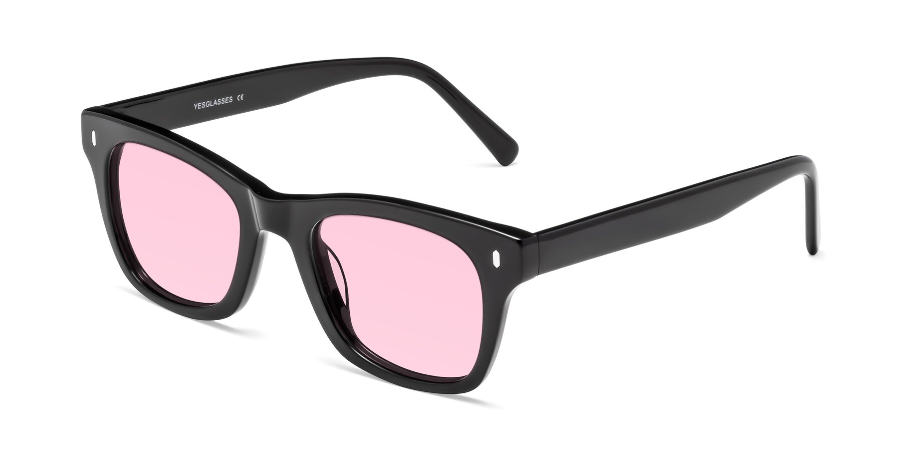 Angle of Ben in Black with Light Pink Tinted Lenses