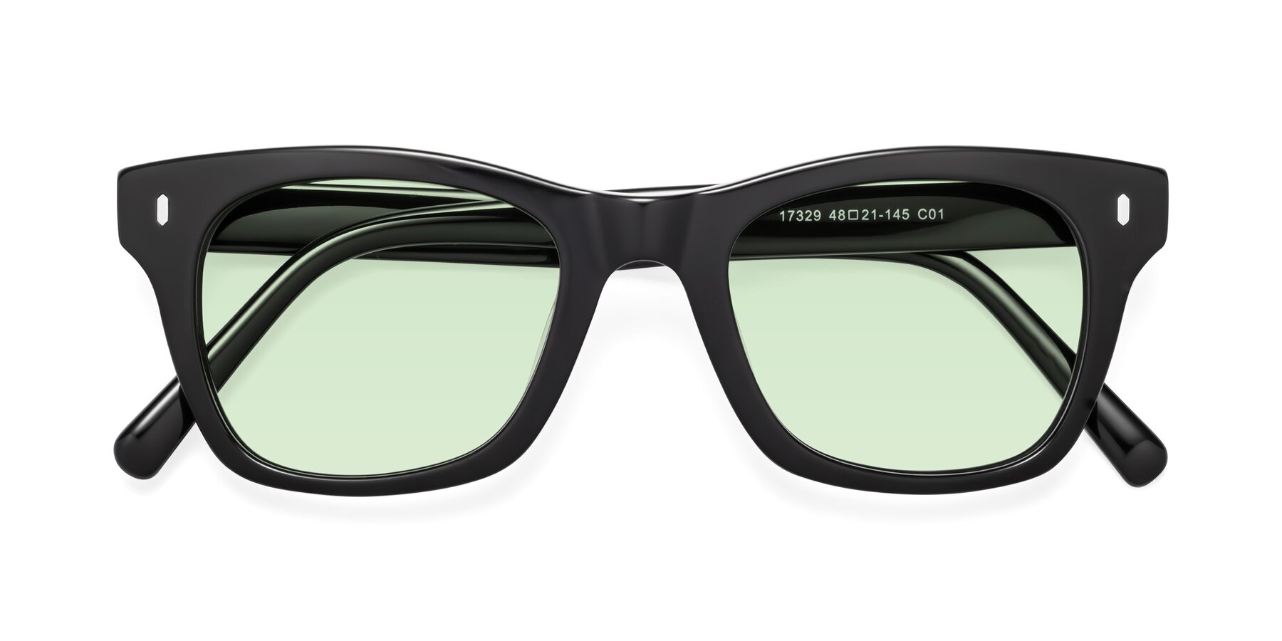 Folded Front of Ben in Black with Light Green Tinted Lenses