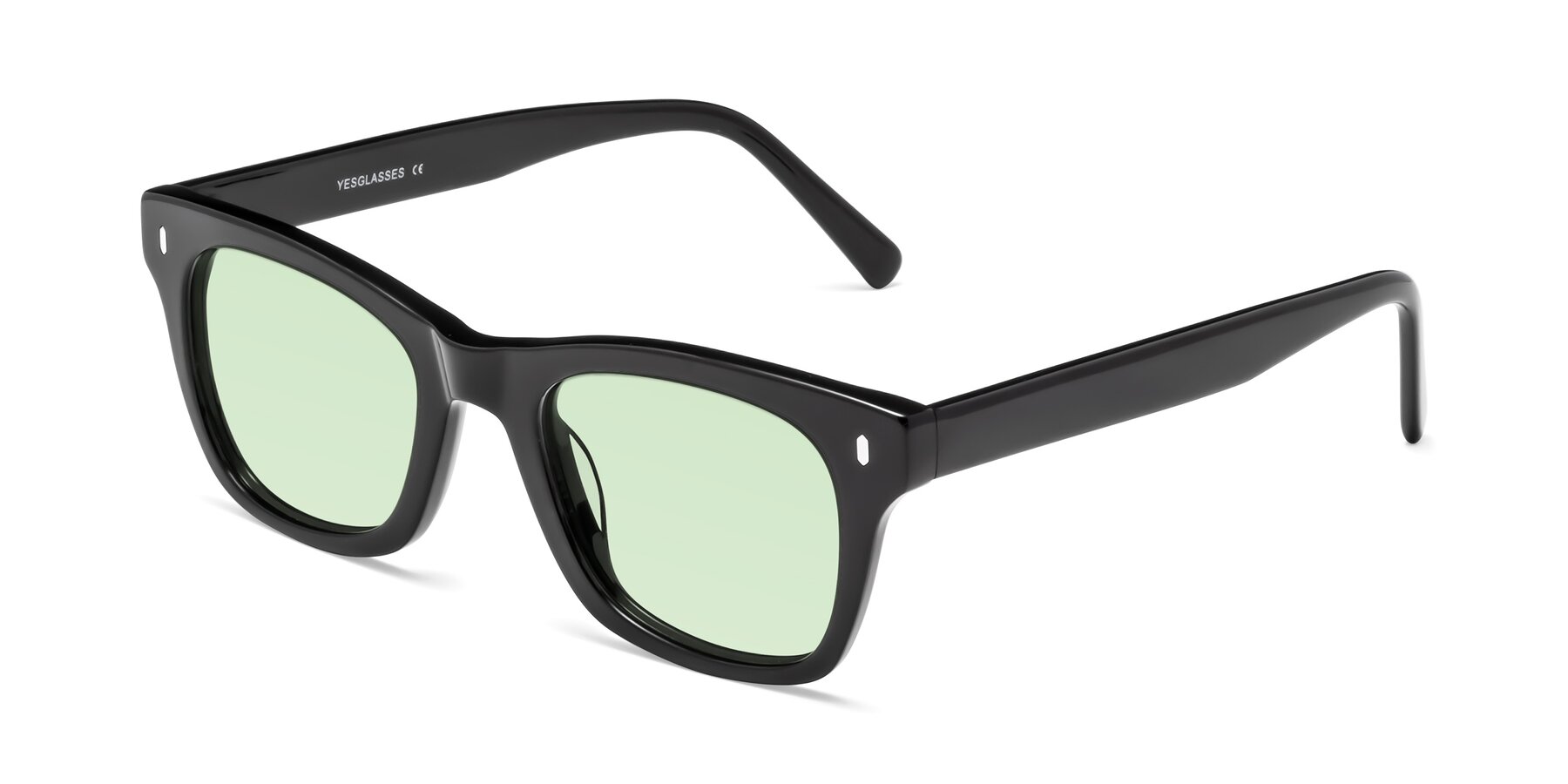 Angle of Ben in Black with Light Green Tinted Lenses