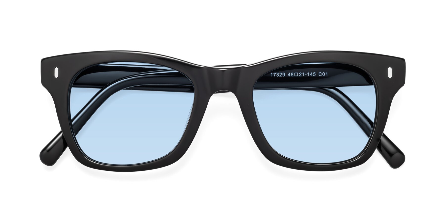 Folded Front of Ben in Black with Light Blue Tinted Lenses