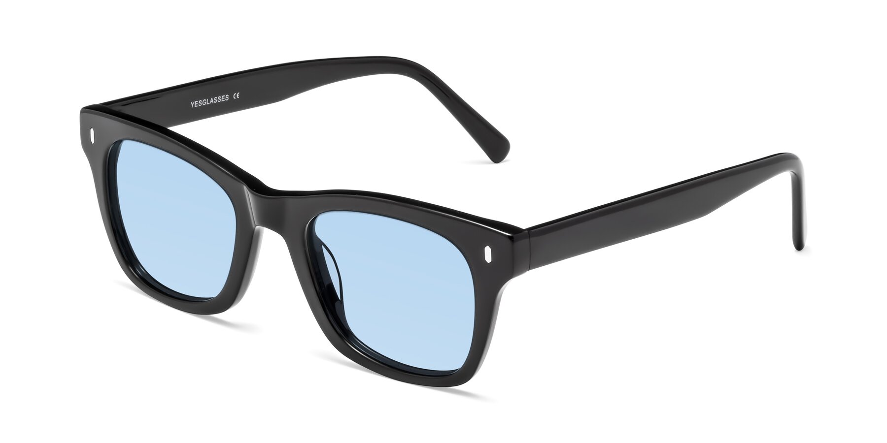 Angle of Ben in Black with Light Blue Tinted Lenses
