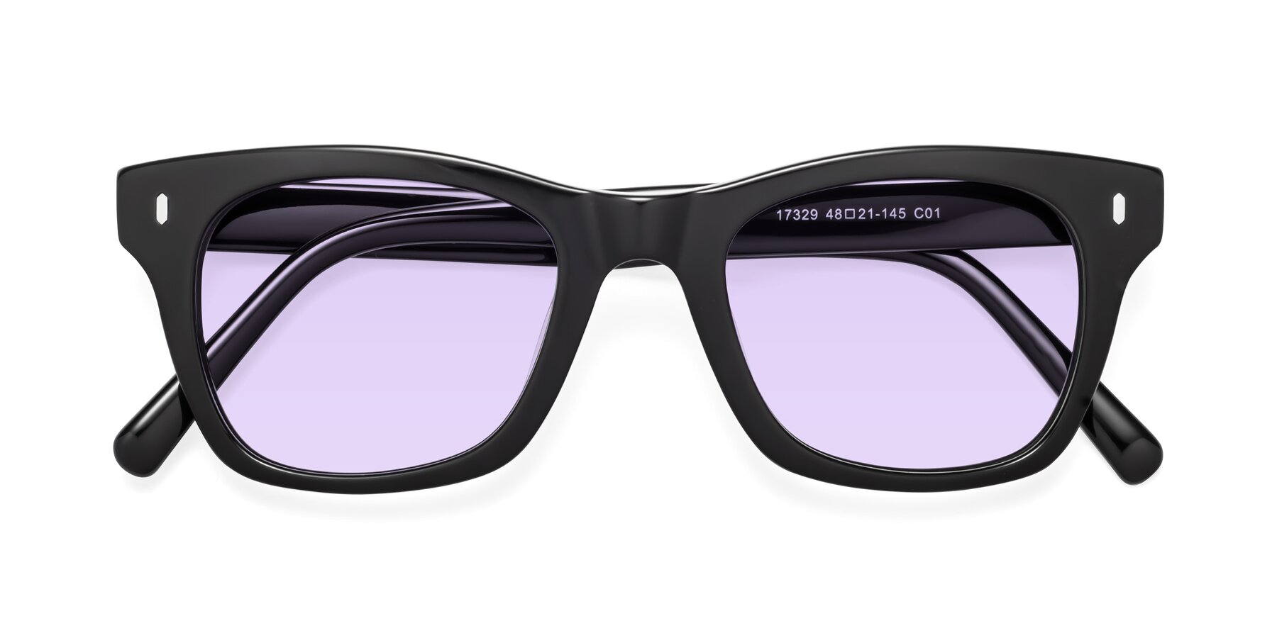 Folded Front of Ben in Black with Light Purple Tinted Lenses
