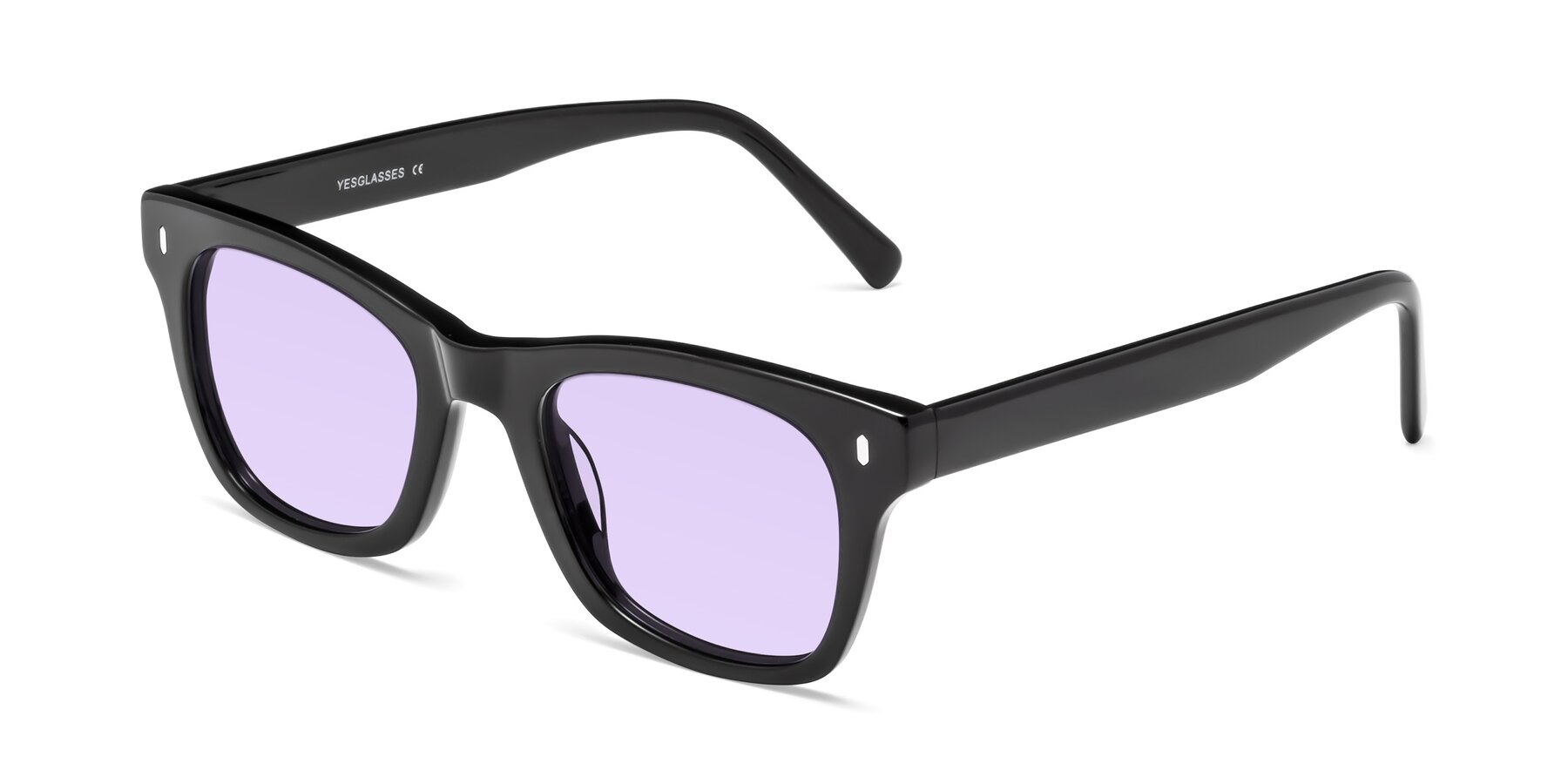 Angle of Ben in Black with Light Purple Tinted Lenses