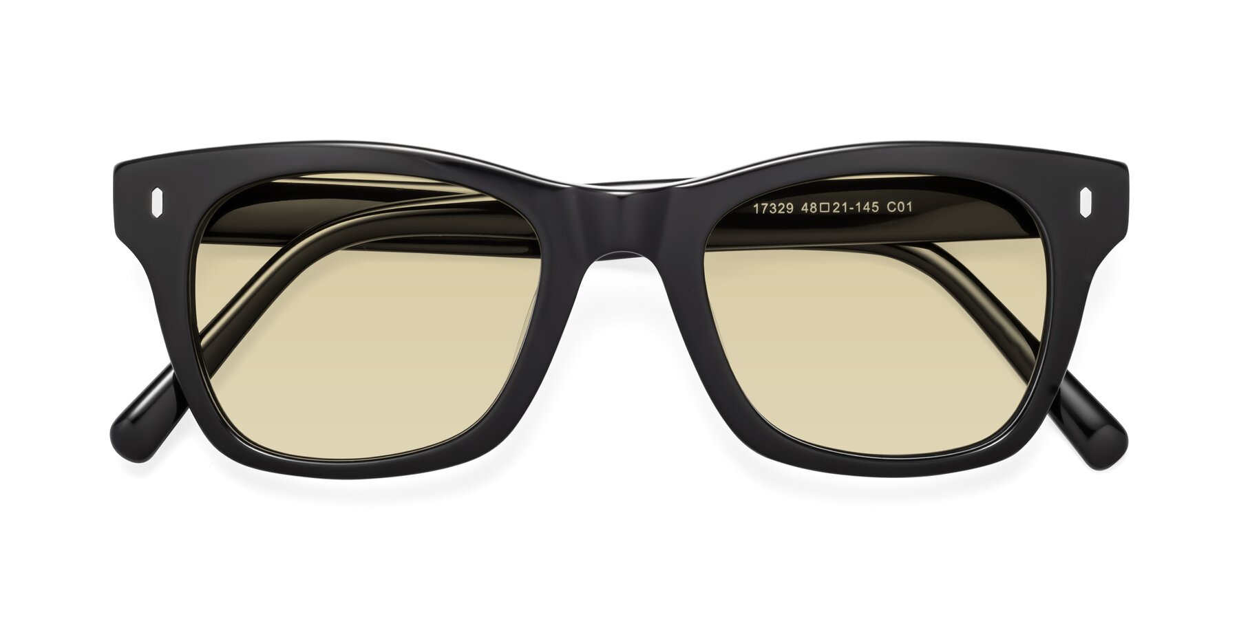 Folded Front of Ben in Black with Light Champagne Tinted Lenses