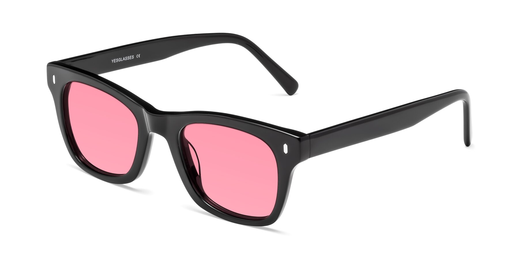 Angle of Ben in Black with Pink Tinted Lenses