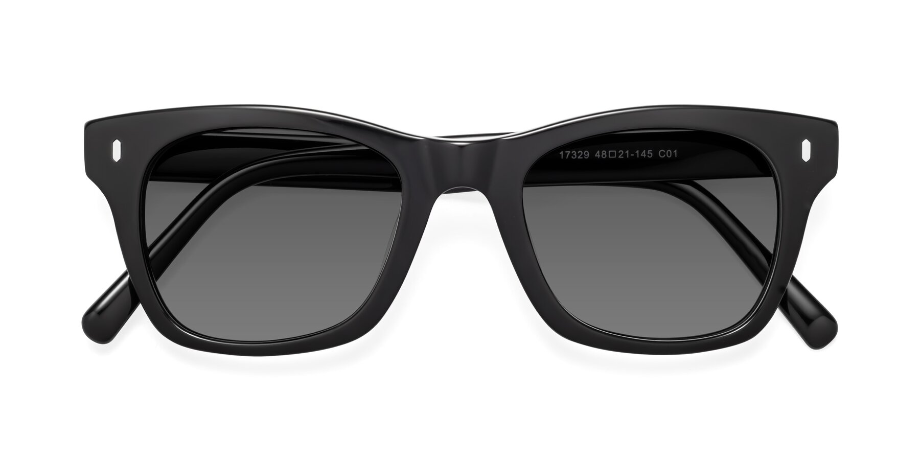 Folded Front of Ben in Black with Medium Gray Tinted Lenses