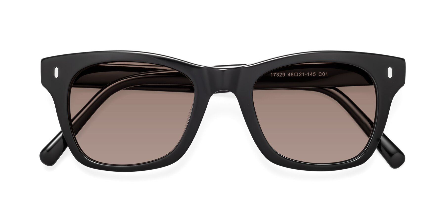 Folded Front of Ben in Black with Medium Brown Tinted Lenses