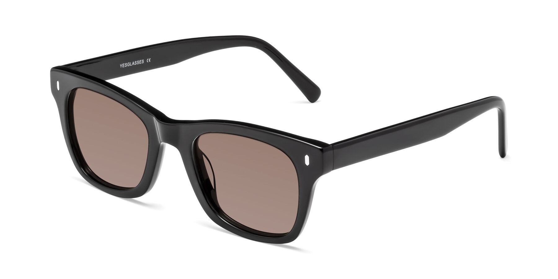 Angle of Ben in Black with Medium Brown Tinted Lenses