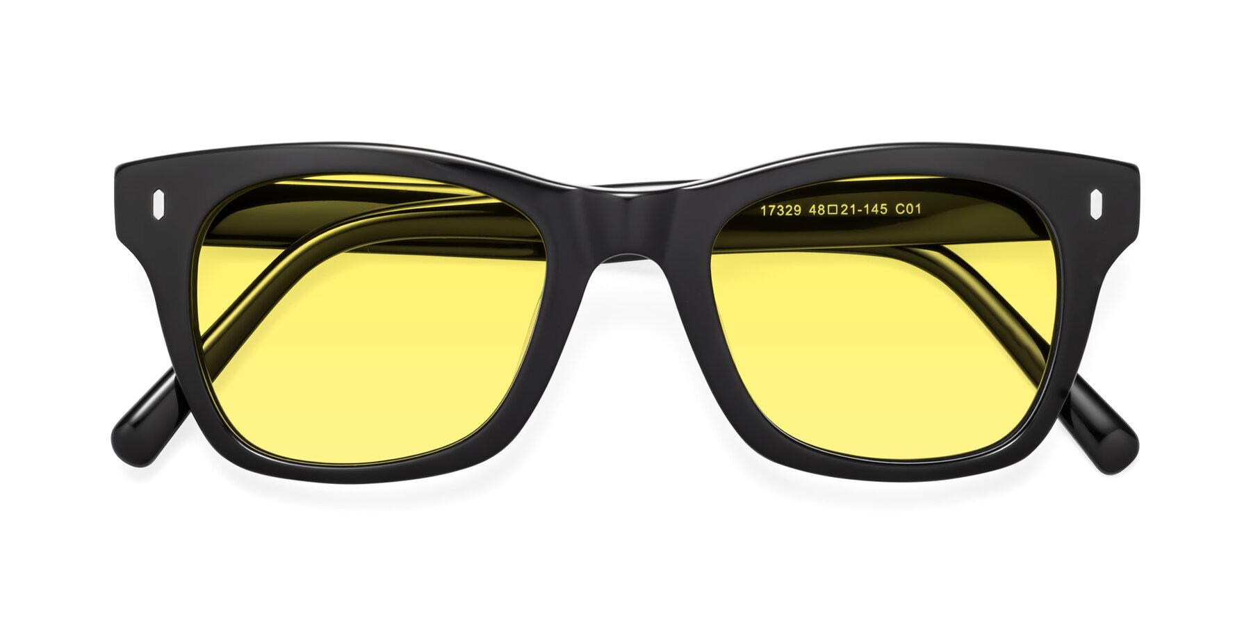 Folded Front of Ben in Black with Medium Yellow Tinted Lenses
