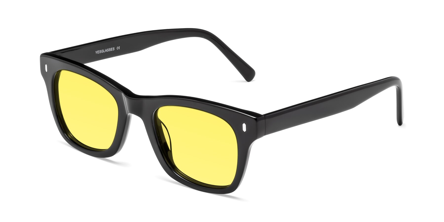 Angle of Ben in Black with Medium Yellow Tinted Lenses
