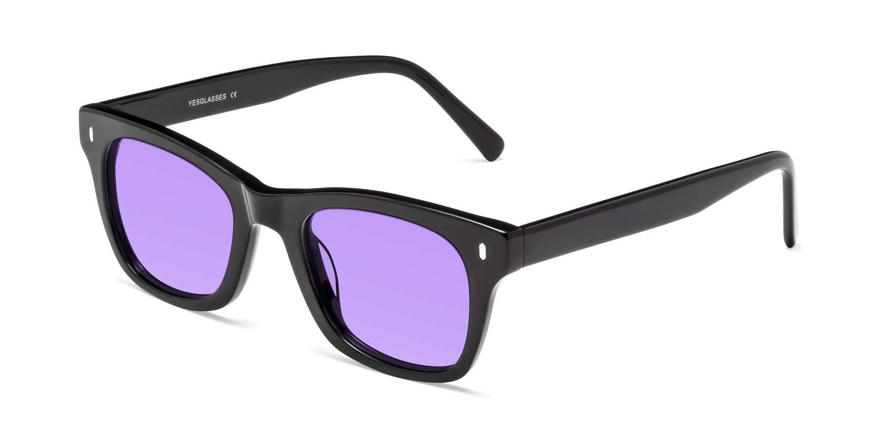 Angle of Ben in Black with Medium Purple Tinted Lenses