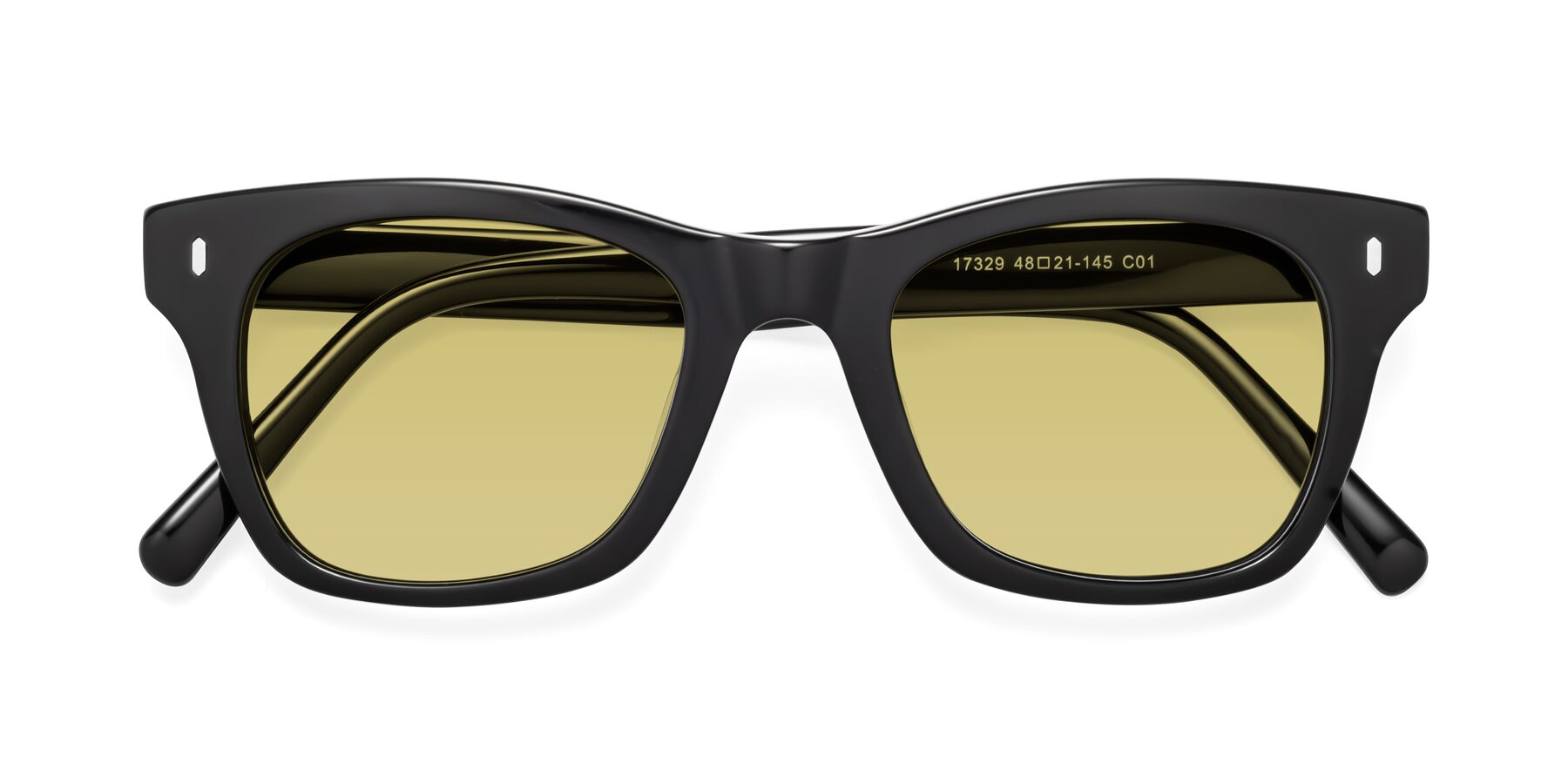 Folded Front of Ben in Black with Medium Champagne Tinted Lenses