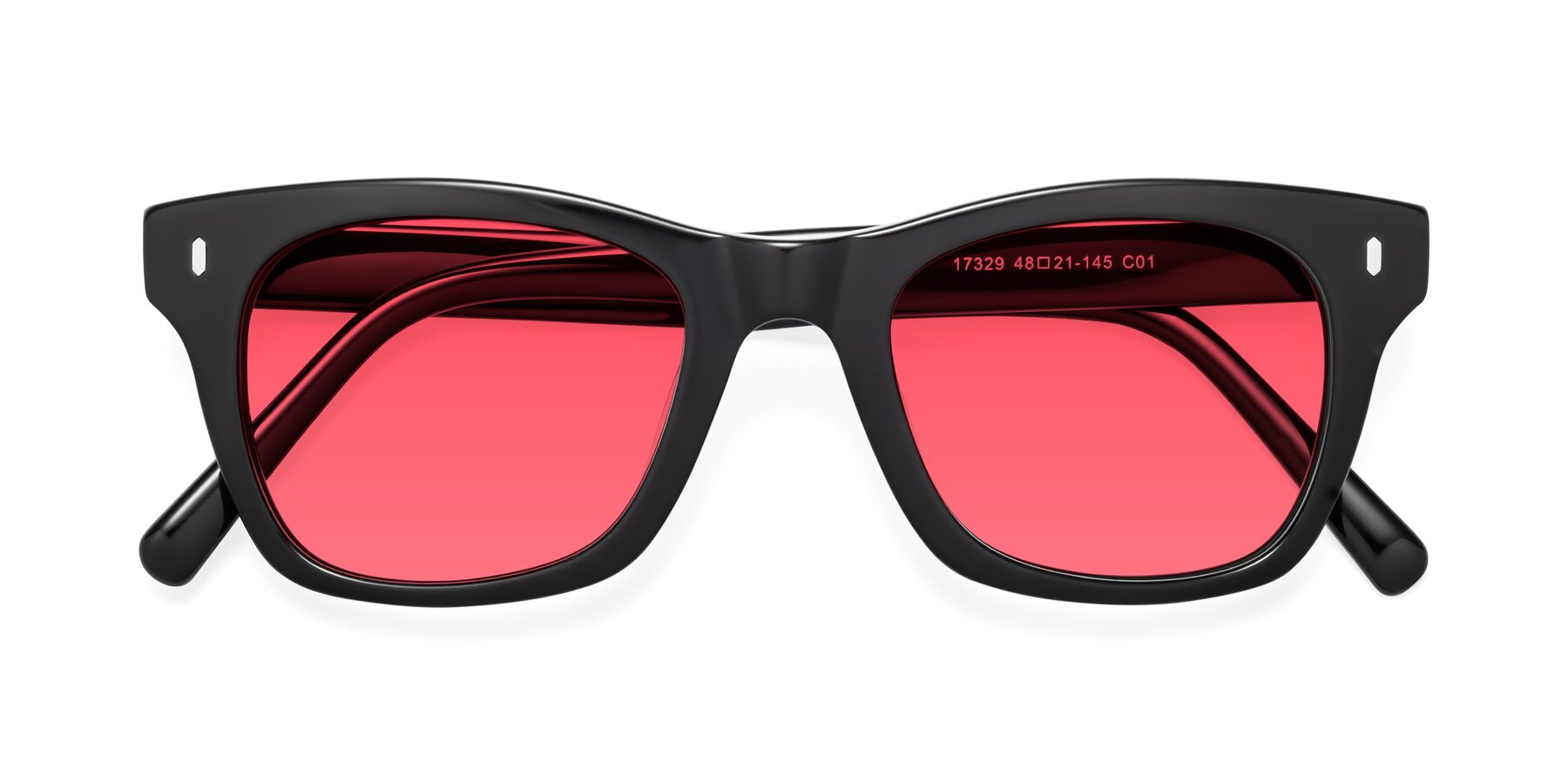 Folded Front of Ben in Black with Red Tinted Lenses