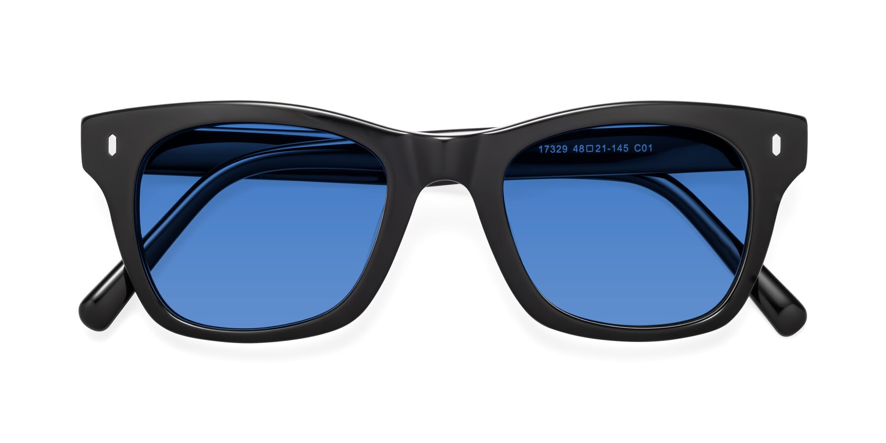 Folded Front of Ben in Black with Blue Tinted Lenses