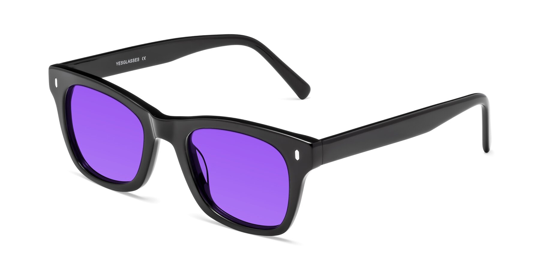 Angle of Ben in Black with Purple Tinted Lenses