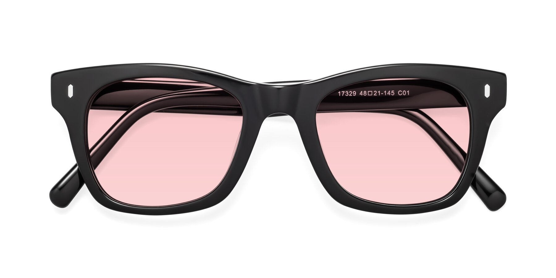 Folded Front of Ben in Black with Light Garnet Tinted Lenses