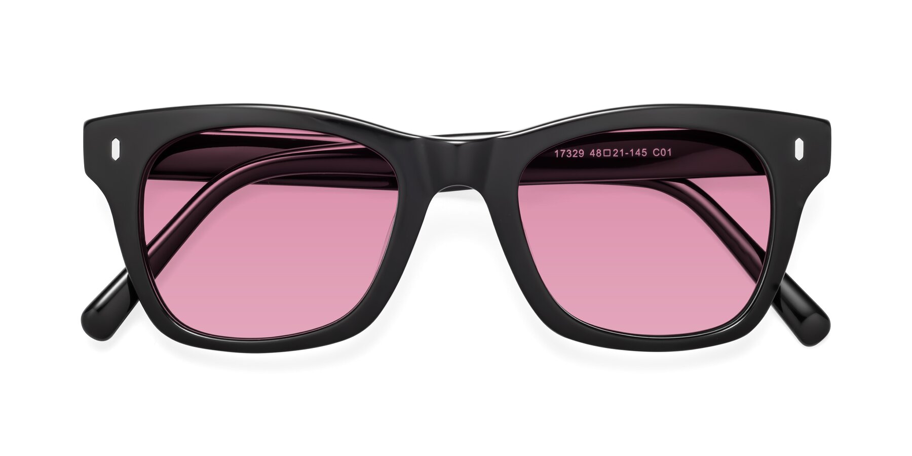 Folded Front of Ben in Black with Medium Wine Tinted Lenses