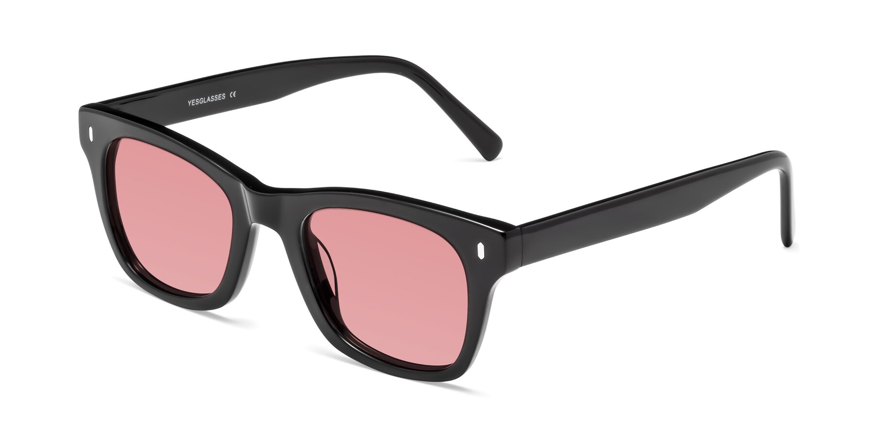 Angle of Ben in Black with Medium Garnet Tinted Lenses