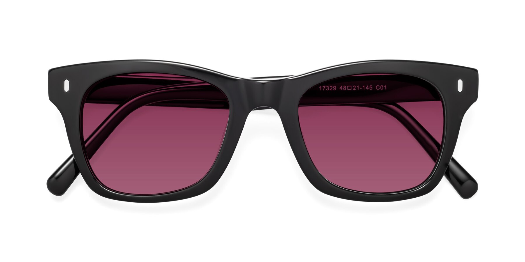 Folded Front of Ben in Black with Wine Tinted Lenses