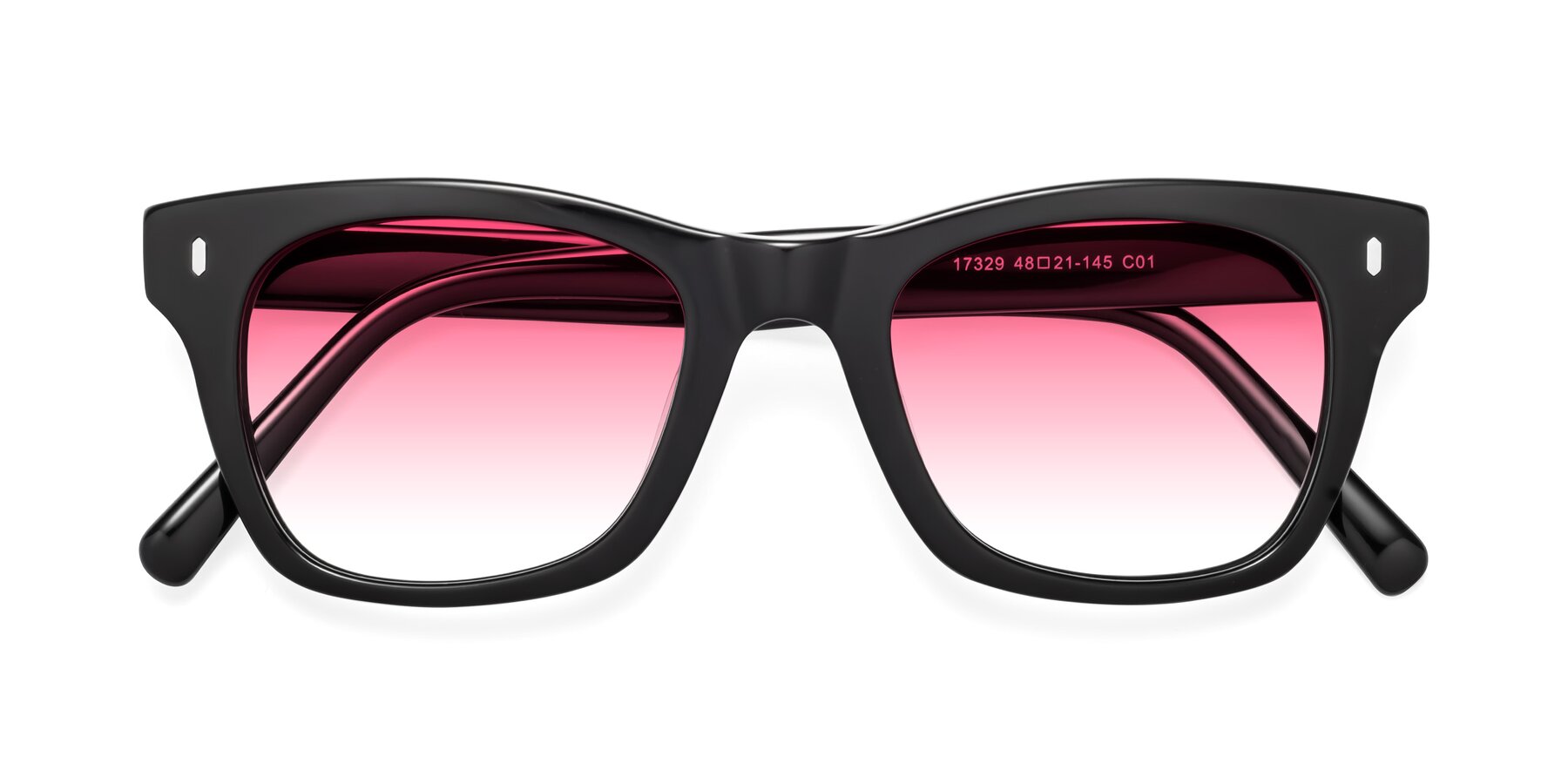 Folded Front of 17329 in Black with Pink Gradient Lenses