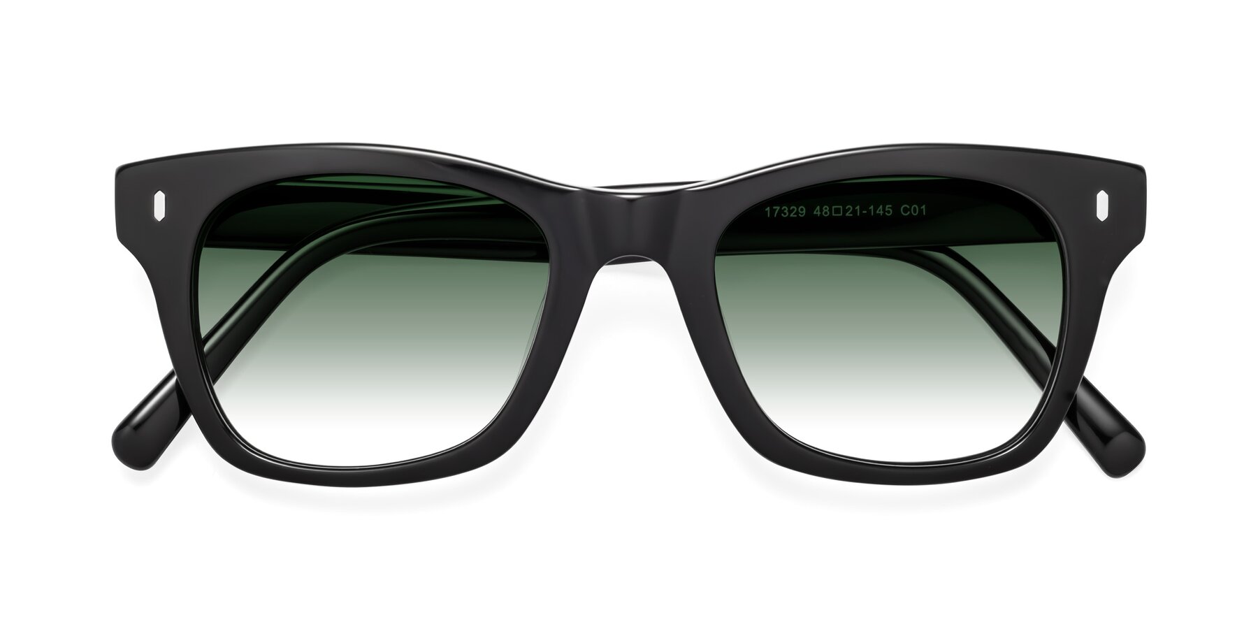 Folded Front of Ben in Black with Green Gradient Lenses