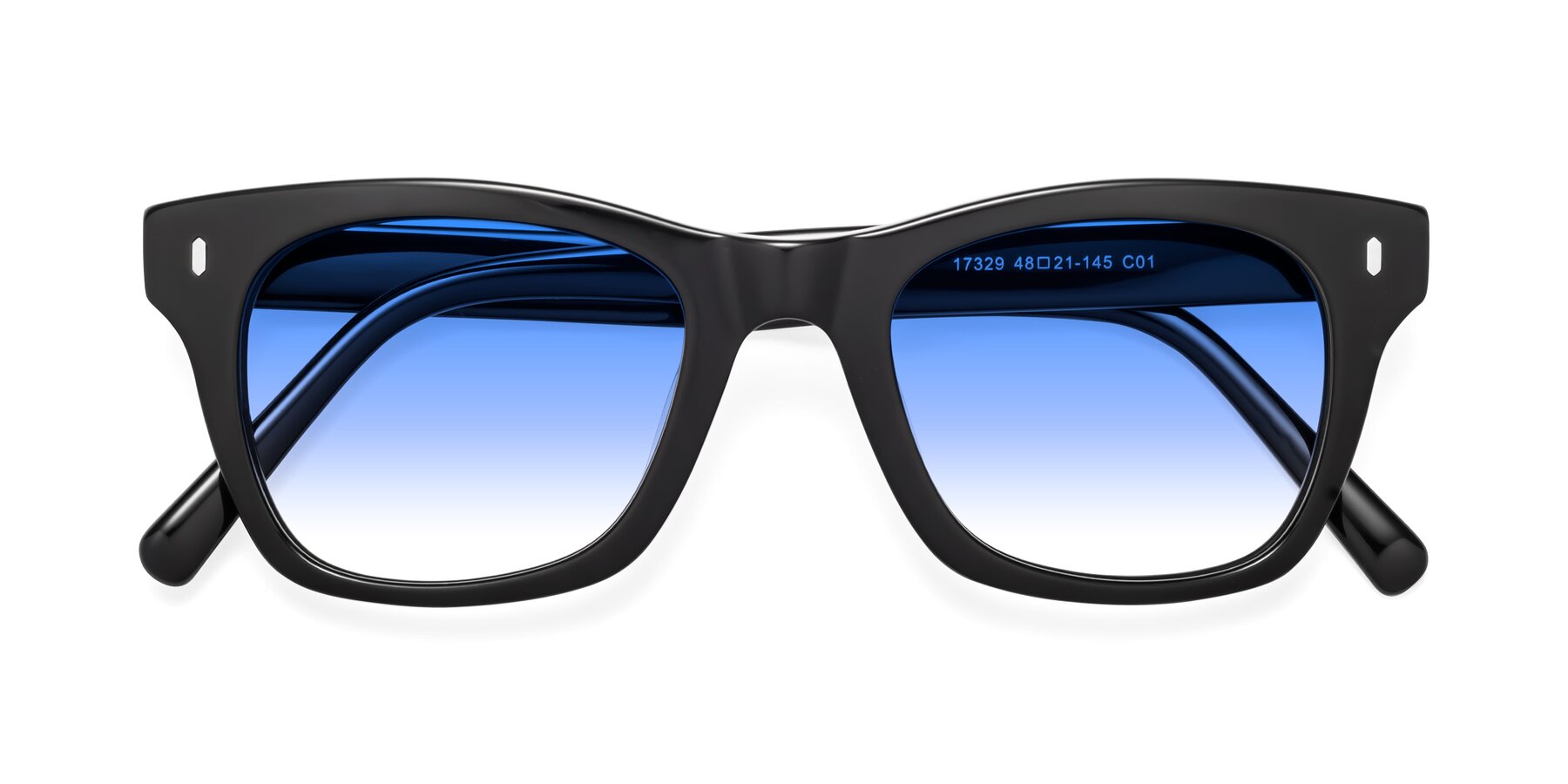 Folded Front of Ben in Black with Blue Gradient Lenses