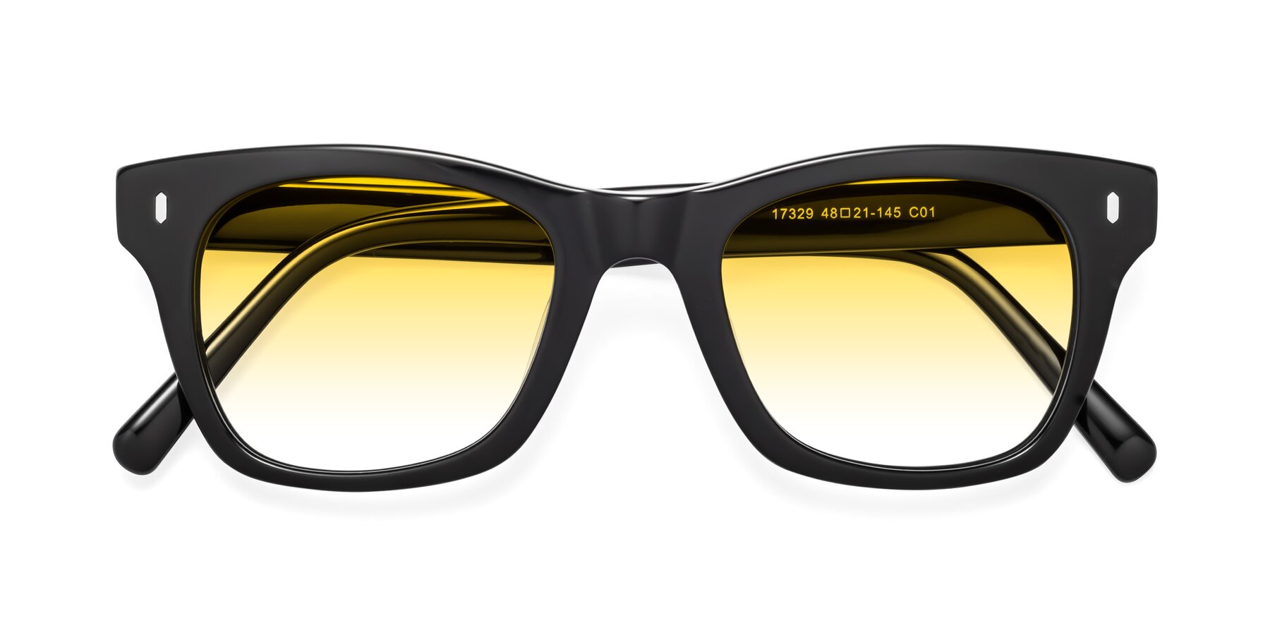 Folded Front of Ben in Black with Yellow Gradient Lenses