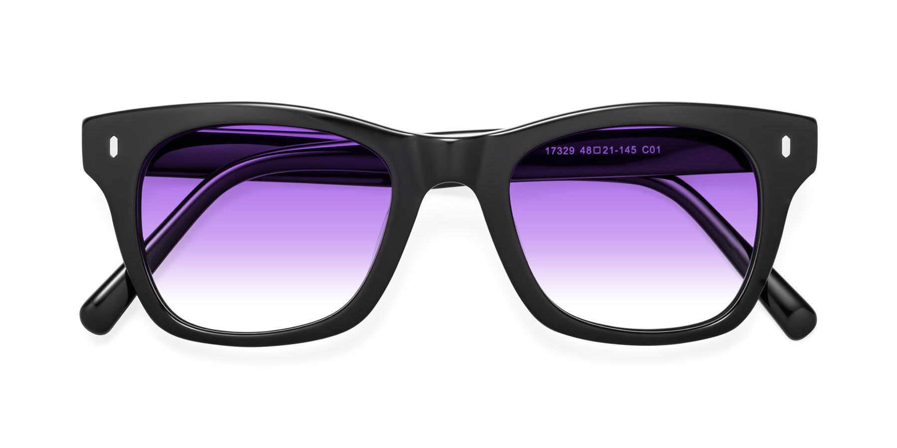 Folded Front of Ben in Black with Purple Gradient Lenses