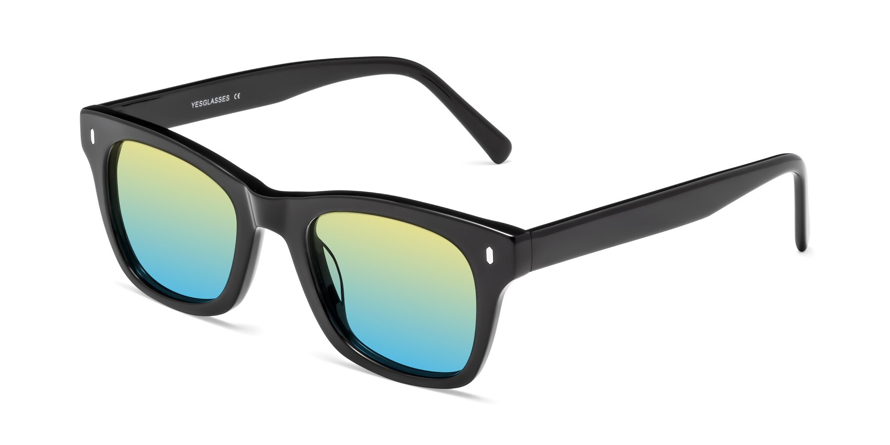 Angle of 17329 in Black with Yellow / Blue Gradient Lenses