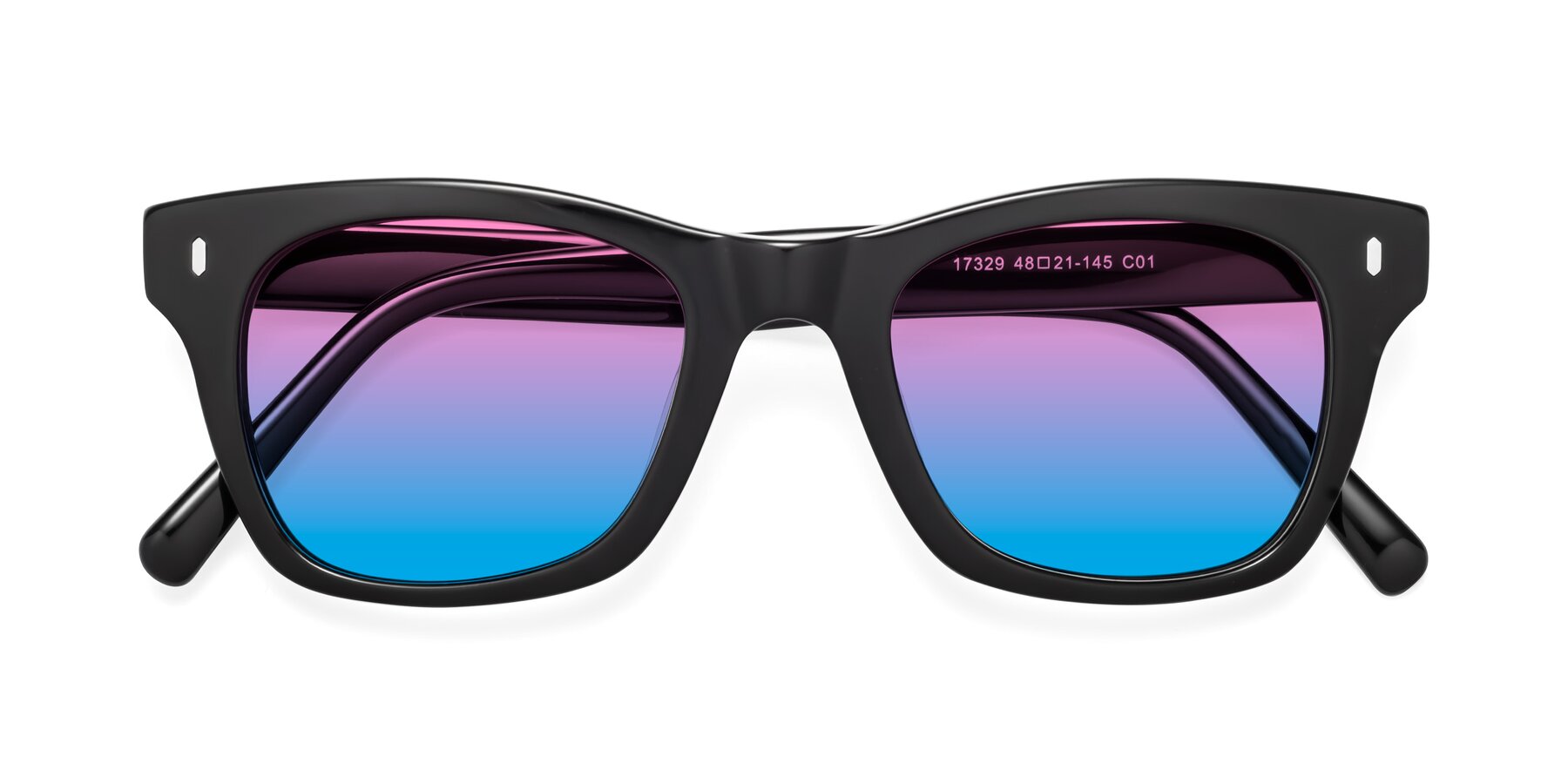 Folded Front of Ben in Black with Pink / Blue Gradient Lenses
