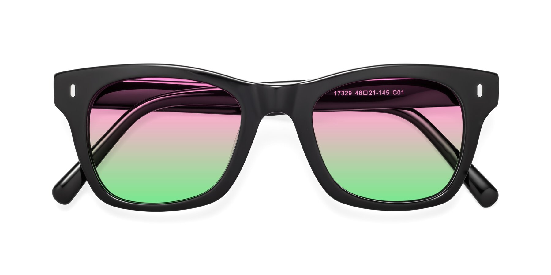 Folded Front of 17329 in Black with Pink / Green Gradient Lenses