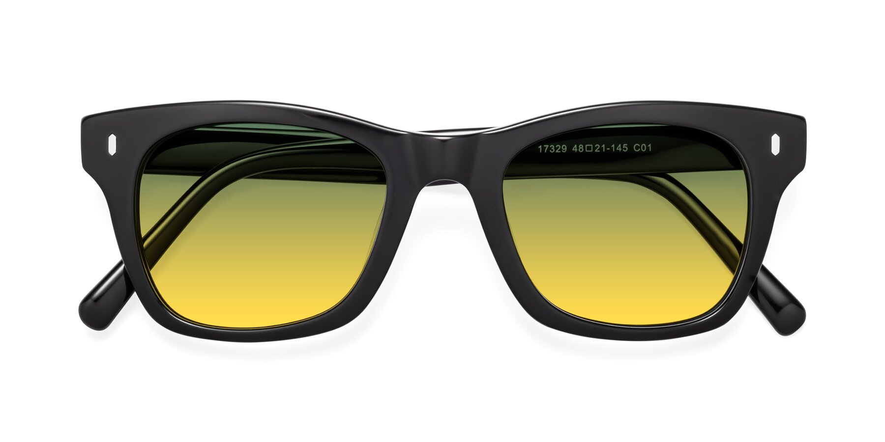 Folded Front of Ben in Black with Green / Yellow Gradient Lenses