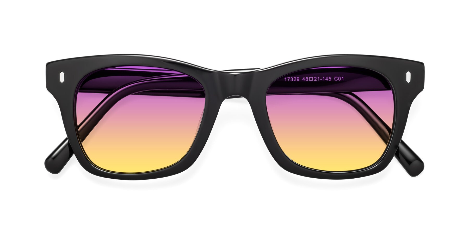 Folded Front of 17329 in Black with Purple / Yellow Gradient Lenses