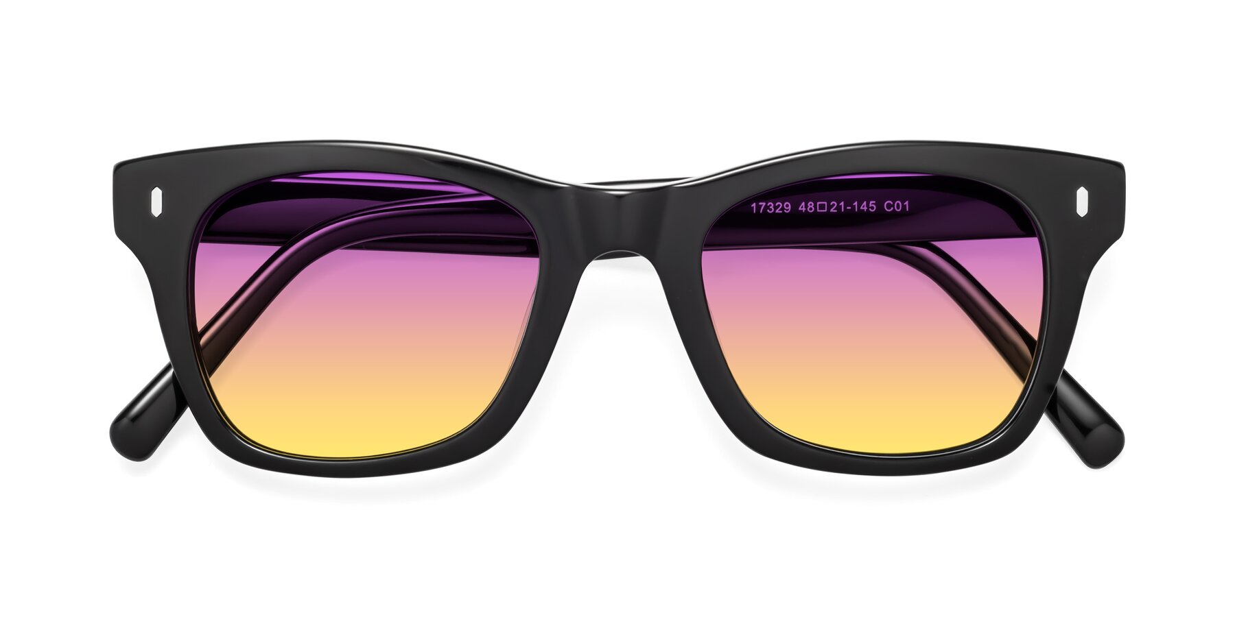 Folded Front of Ben in Black with Purple / Yellow Gradient Lenses