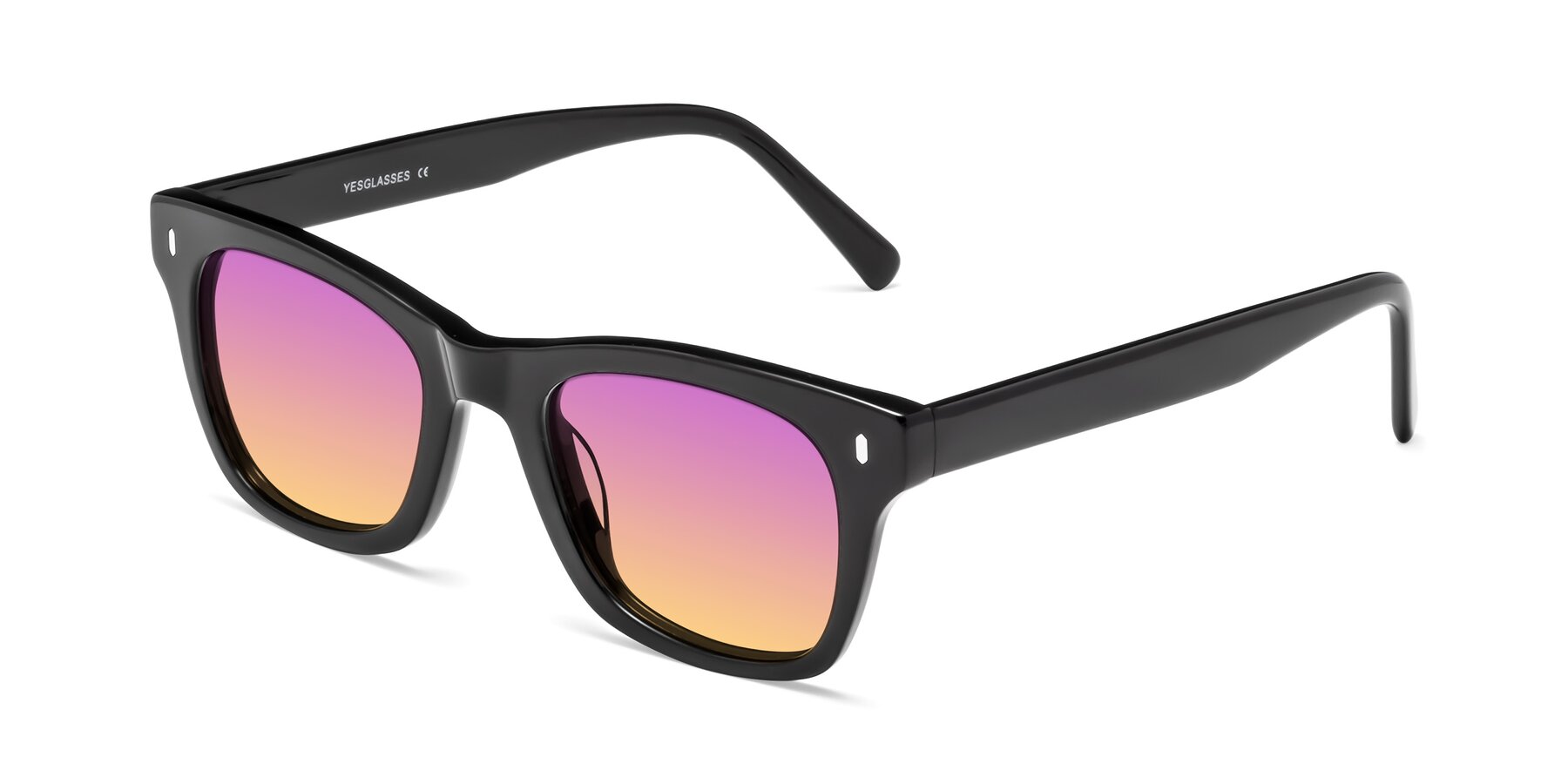 Angle of 17329 in Black with Purple / Yellow Gradient Lenses