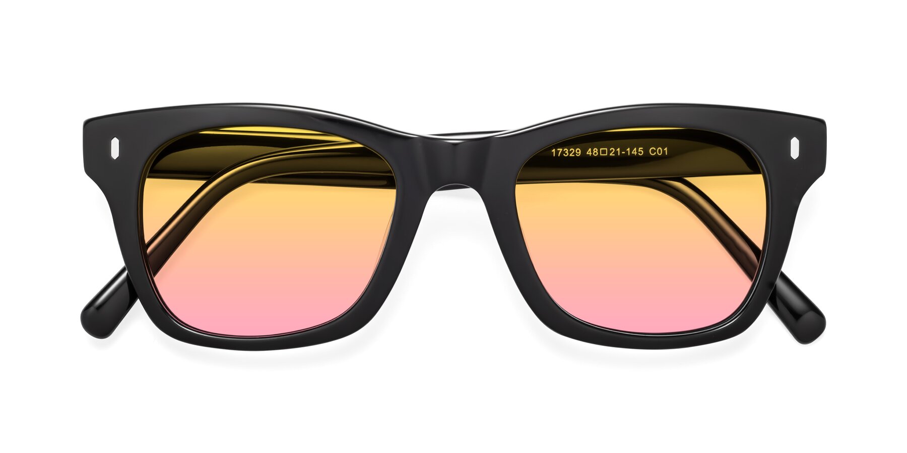 Folded Front of Ben in Black with Yellow / Pink Gradient Lenses