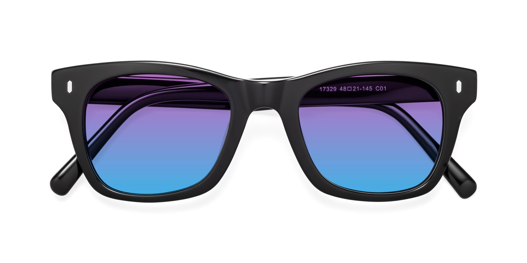 Folded Front of 17329 in Black with Purple / Blue Gradient Lenses