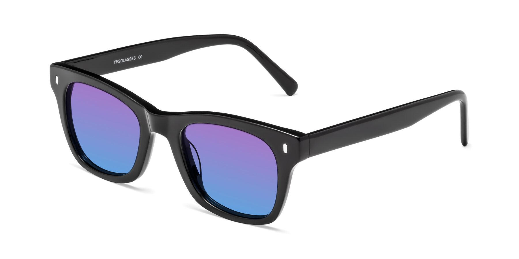 Angle of 17329 in Black with Purple / Blue Gradient Lenses