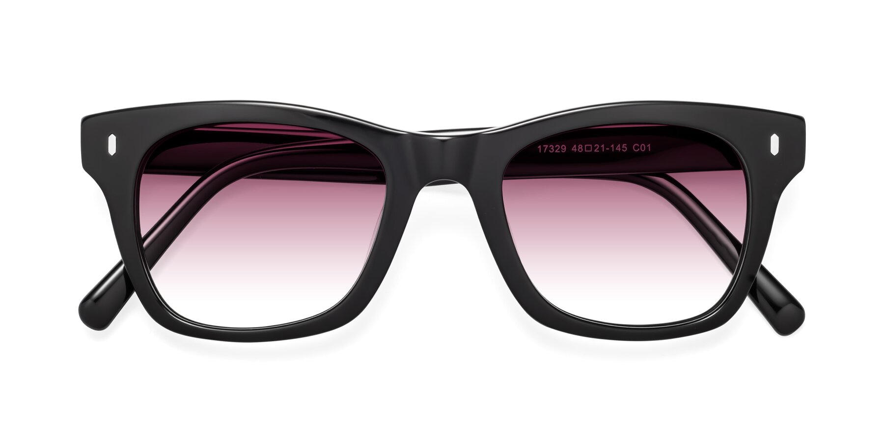 Folded Front of Ben in Black with Wine Gradient Lenses