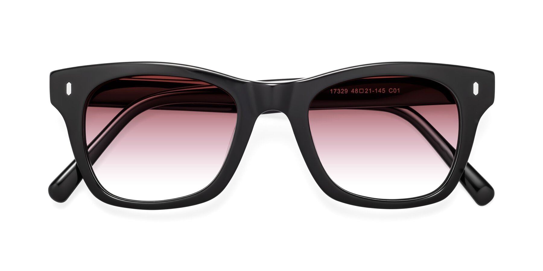 Folded Front of Ben in Black with Garnet Gradient Lenses