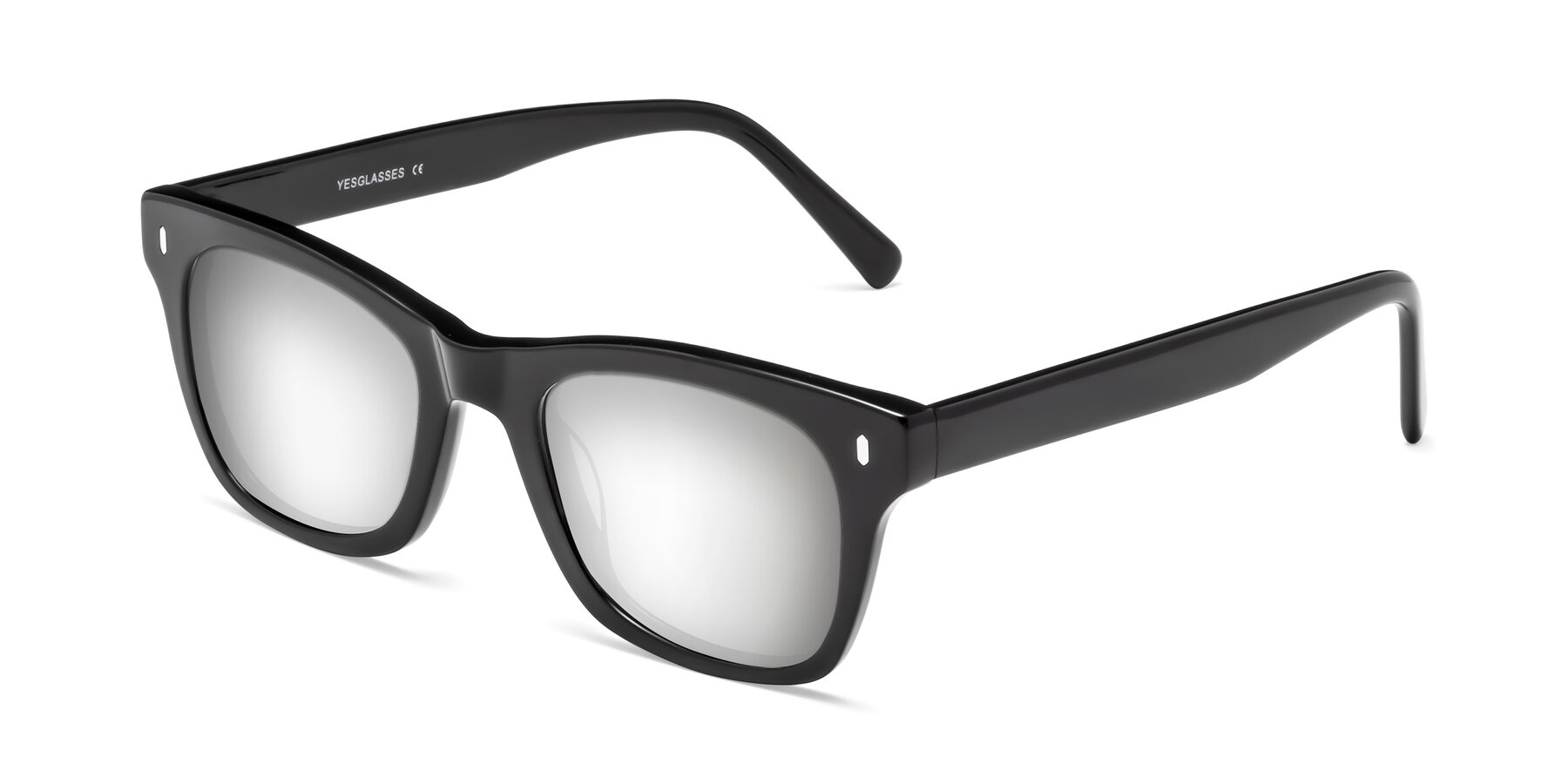 Angle of Ben in Black with Silver Mirrored Lenses