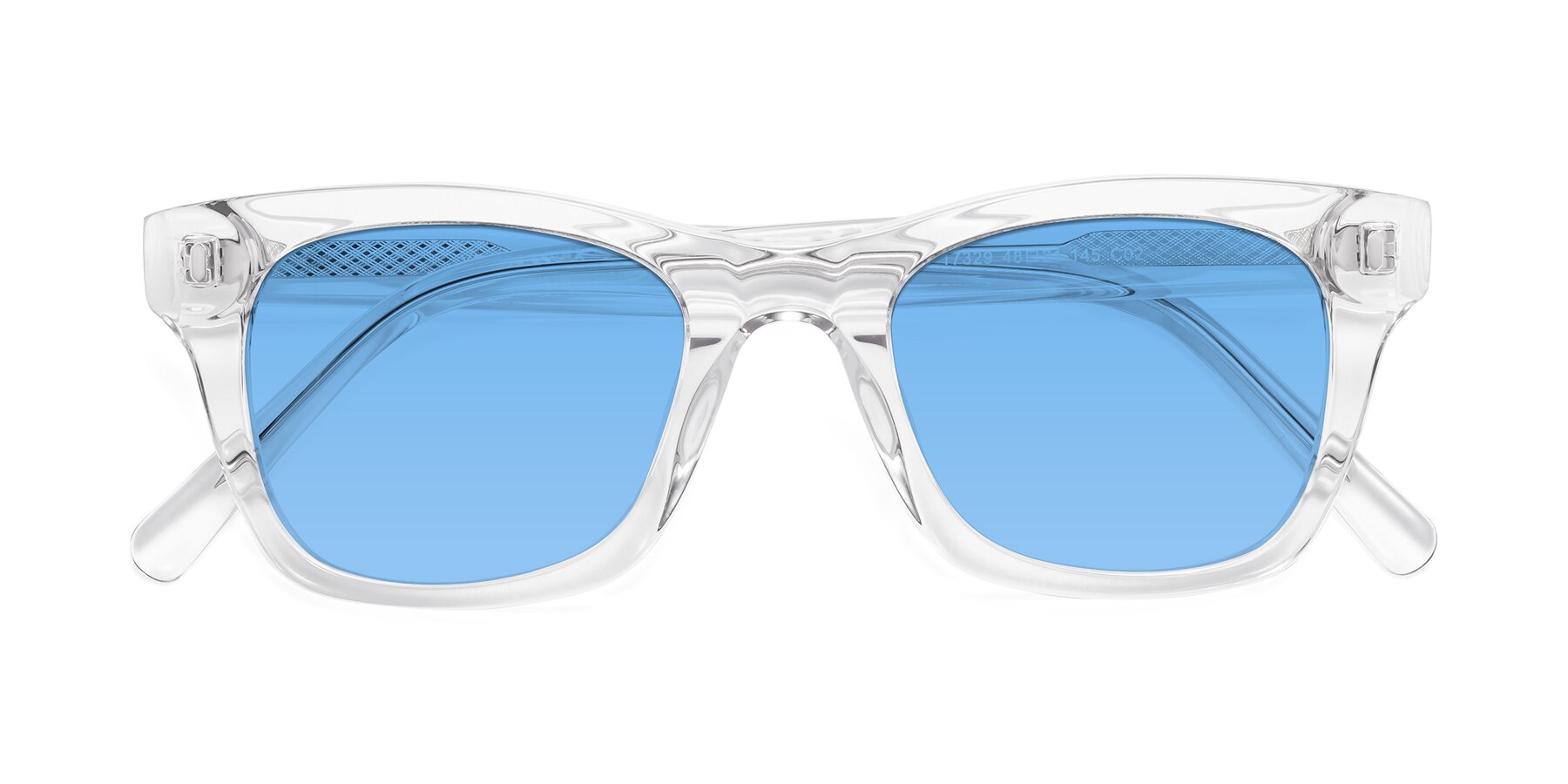 Folded Front of Ben in Clear with Medium Blue Tinted Lenses