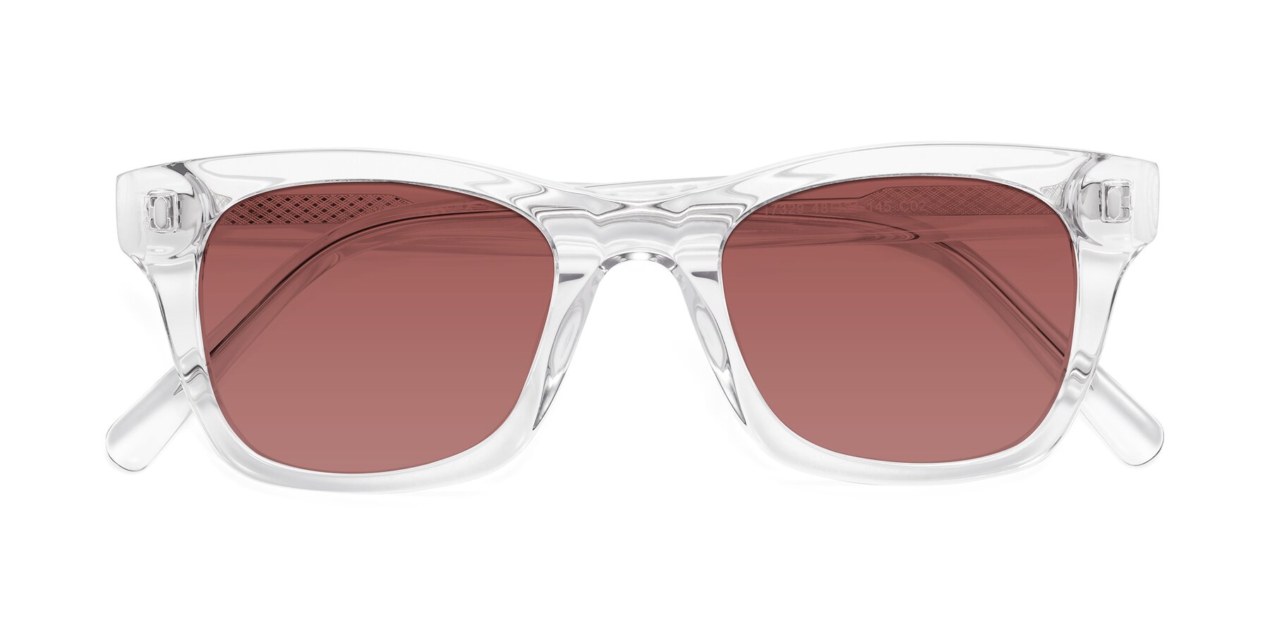 Folded Front of Ben in Clear with Garnet Tinted Lenses