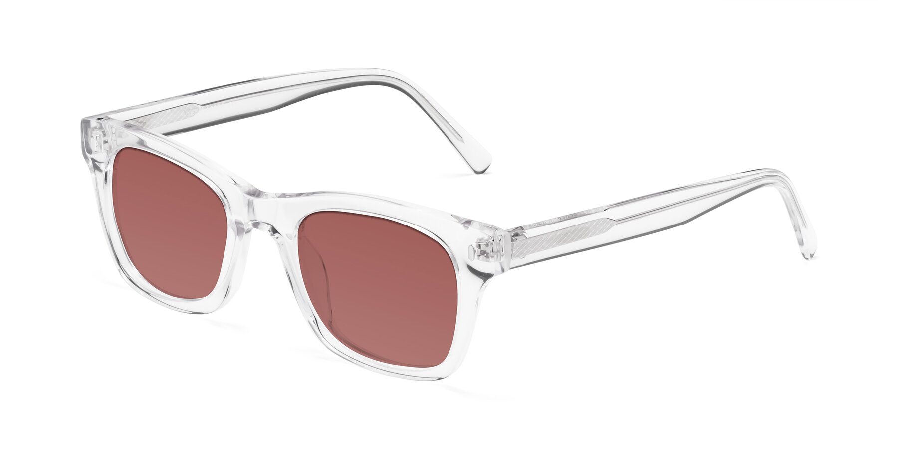 Angle of Ben in Clear with Garnet Tinted Lenses