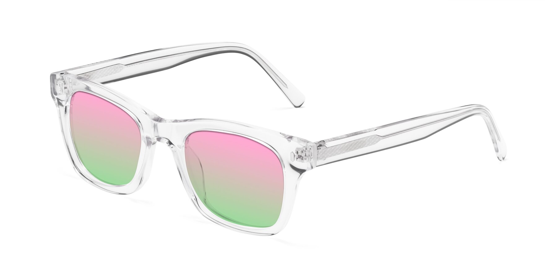 Angle of Ben in Clear with Pink / Green Gradient Lenses